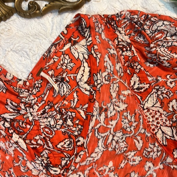 Free People Orange Floral Long Sleeve - Picture 2 of 13